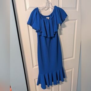 LulaRoe CiCi Blue Ruffle Dress